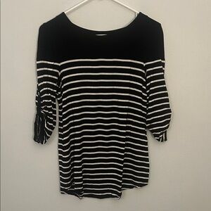 Cable & Gauge Black and White Striped Blouse